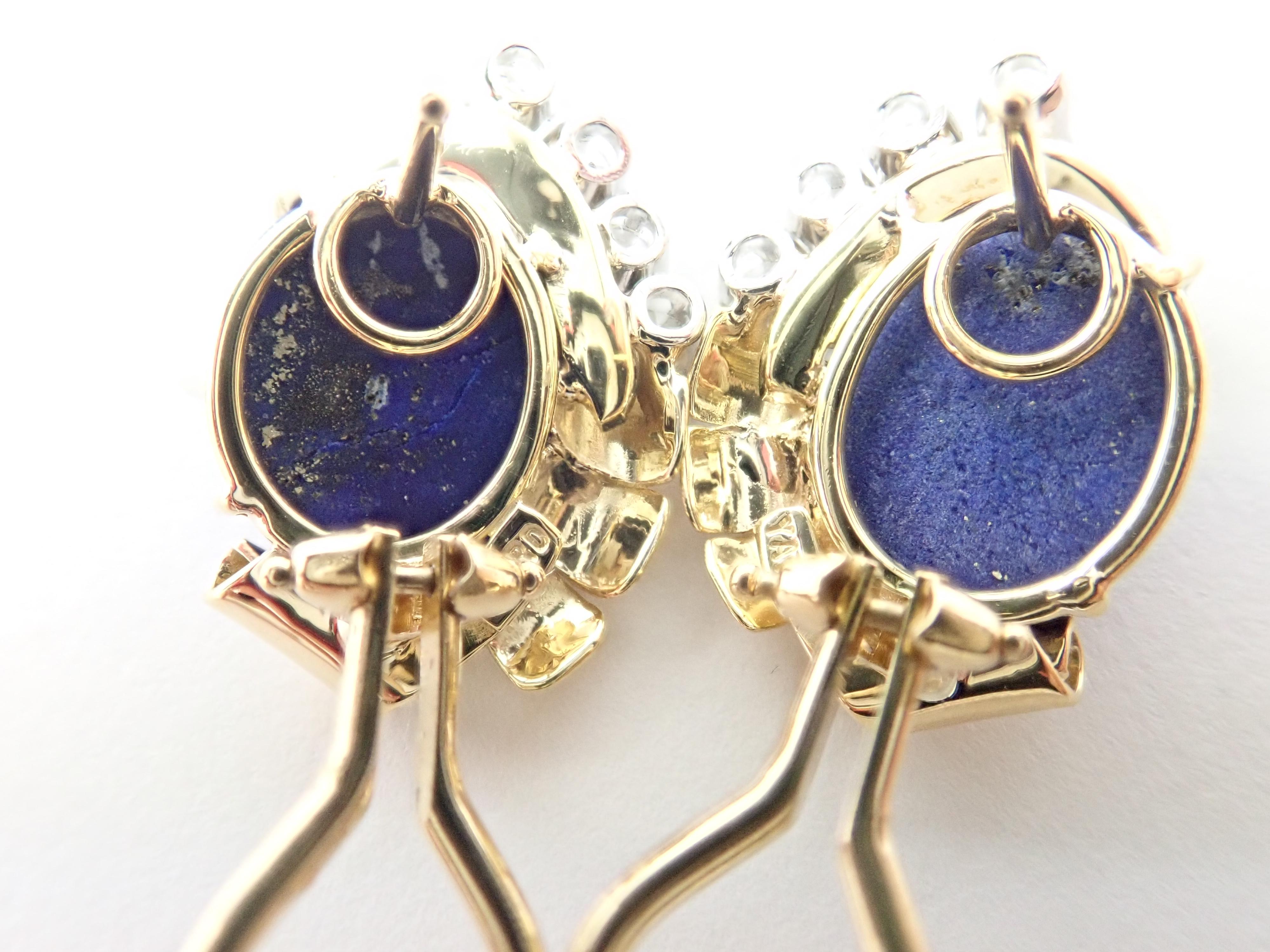 Raymond C. Yard Diamond Lapis Lazuli Yellow Gold Earrings 4