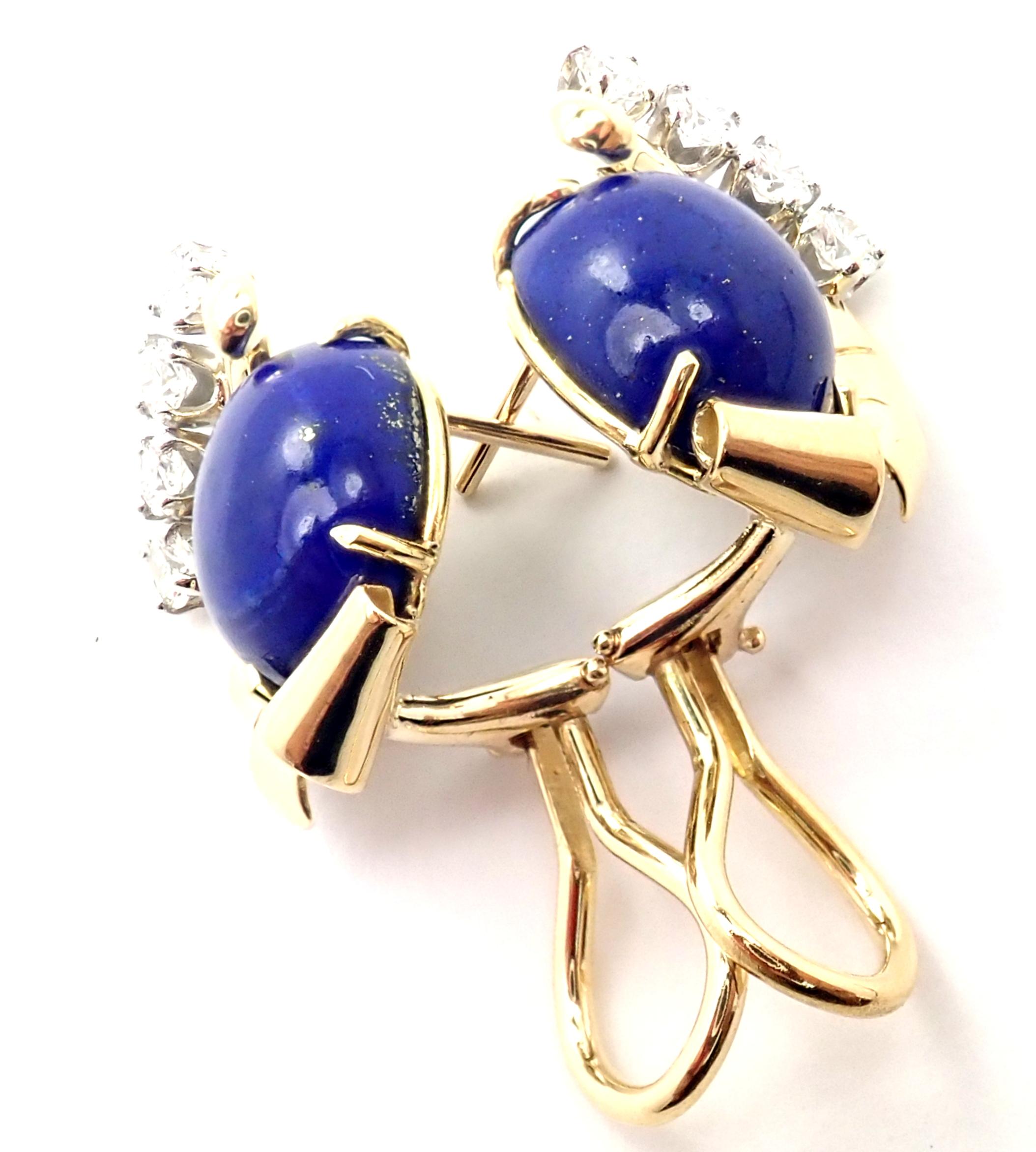 Raymond C. Yard Diamond Lapis Lazuli Yellow Gold Earrings 5