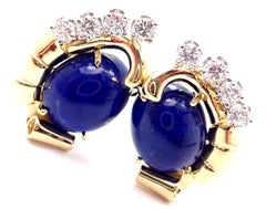Raymond C. Yard Diamond Lapis Lazuli Yellow Gold Earrings