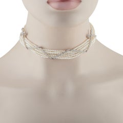 Raymond C. Yard Collana di platino con diamanti e perle a 5 fili da 3,0 carati RY02-042326