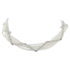 Raymond C. Yard Collana di platino con diamanti e perle a 5 fili da 3,0 carati RY02-042326