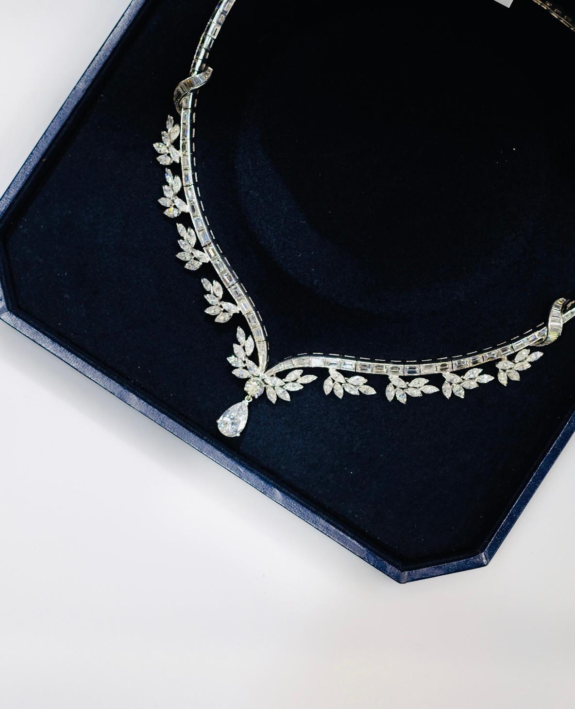 Raymond C. Yard Platin-Halskette mit Diamanten im Baguette- und Marquise-Schliff 2