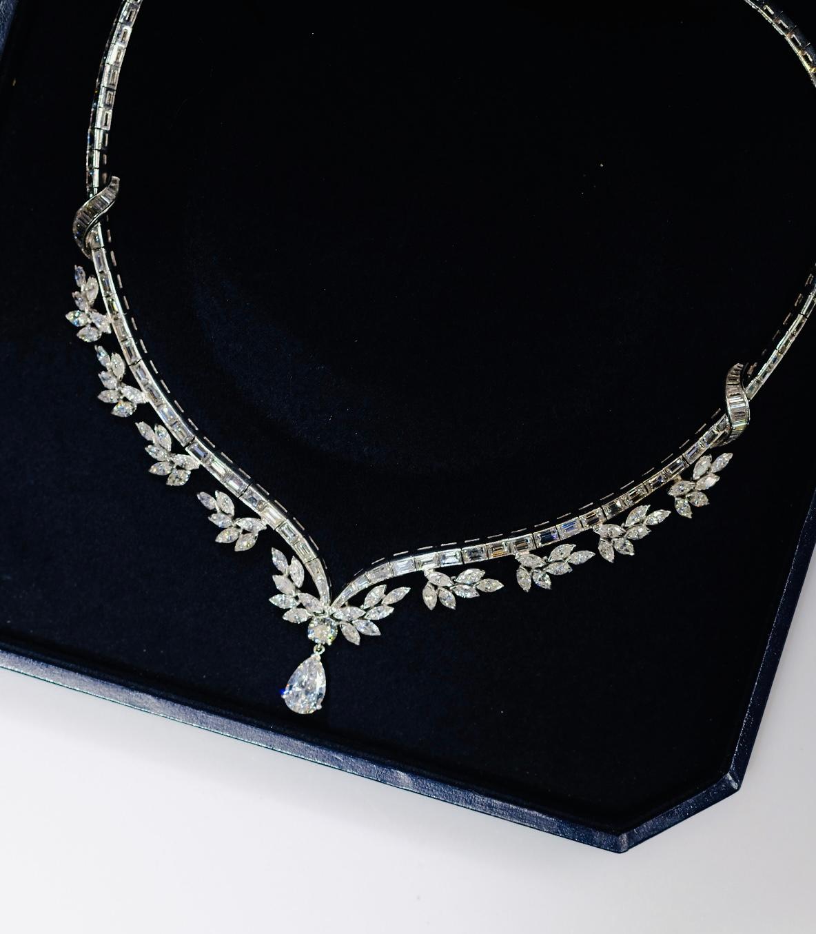 Raymond C. Yard Platin-Halskette mit Diamanten im Baguette- und Marquise-Schliff 3