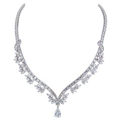 Vintage Raymond C. Yard Platinum Baguette and Marquise Cut Diamond Necklace