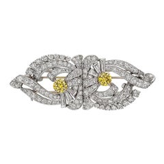 Raymond C. Yard White and Yellow Diamond Double Clip Brooch