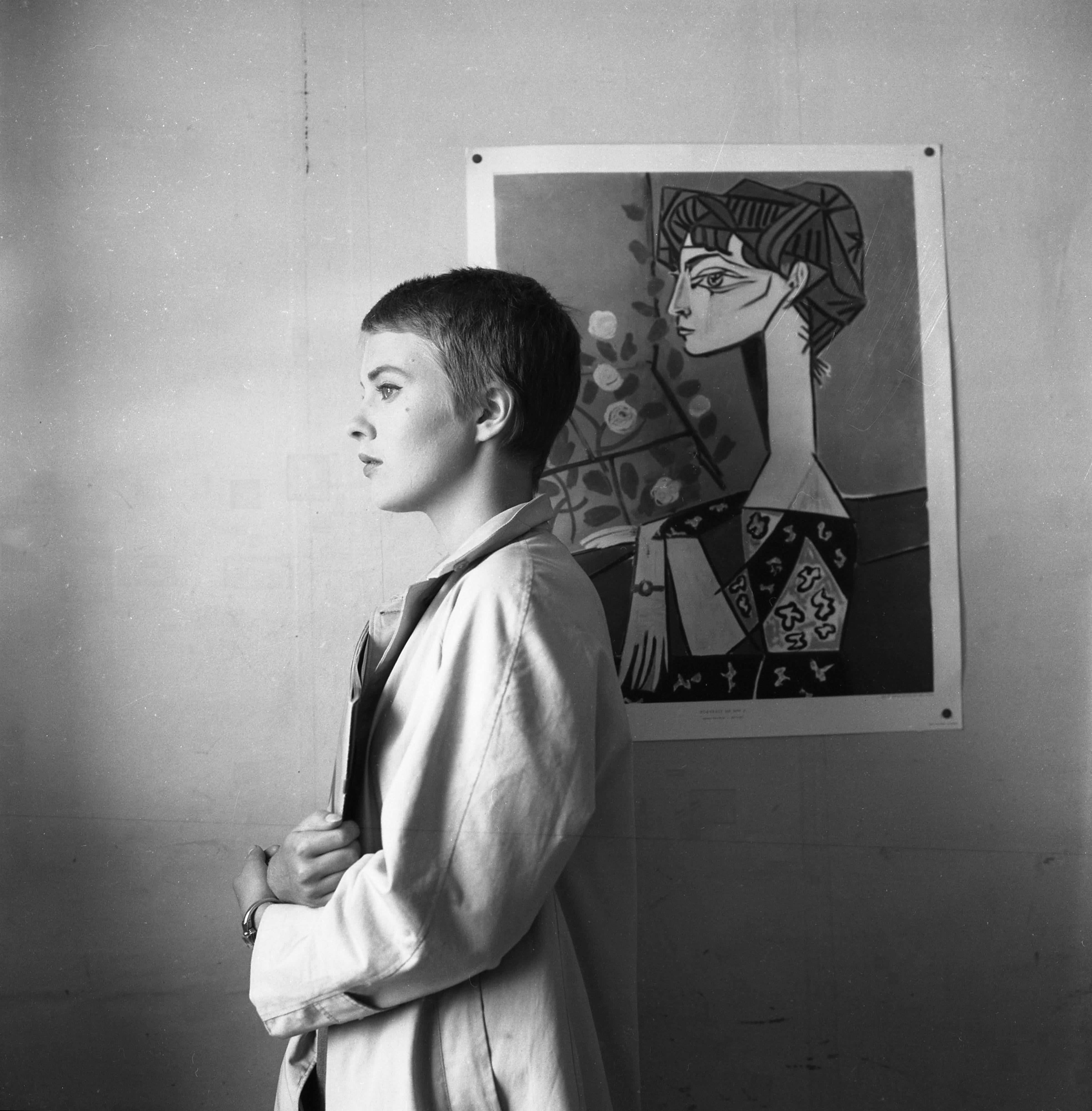 Seberg Profile by Picasso Painting - Photograph by Raymond Cauchetier