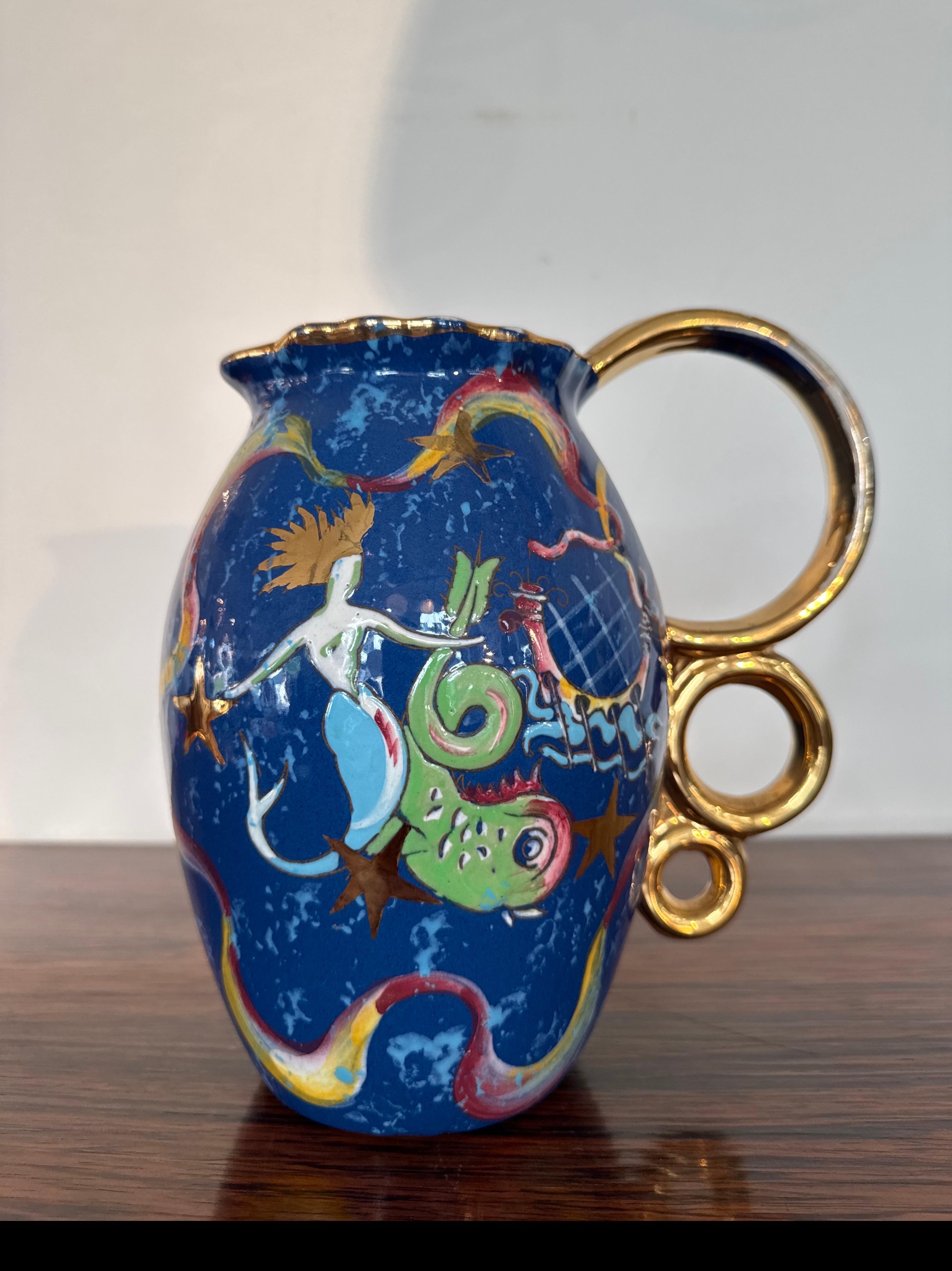 Mid-Century Modern Raymond Chevalier pour Boch Frères Vase avec décor de sirène, Art Decor en vente