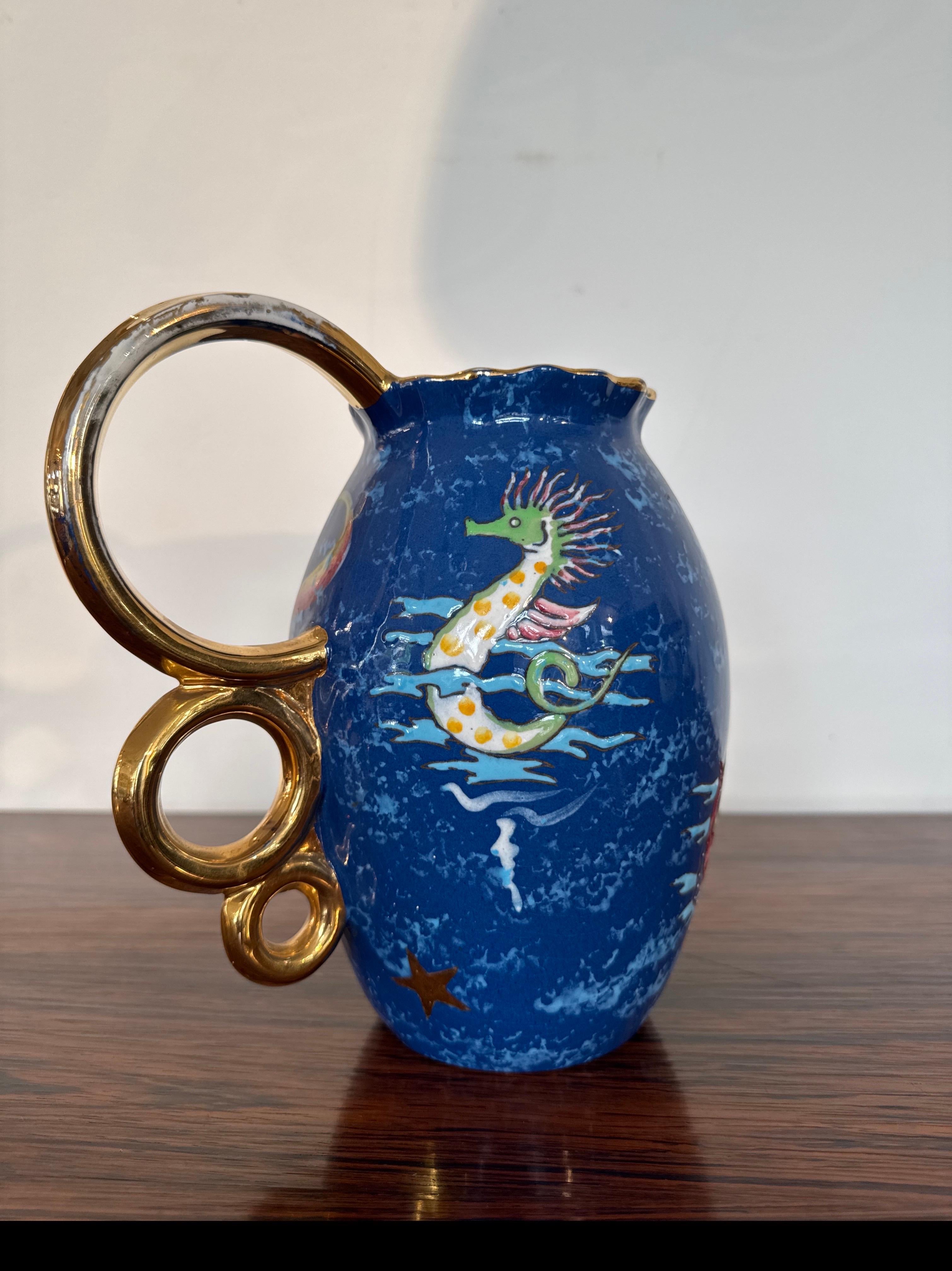 Vernissé Raymond Chevalier pour Boch Frères Vase avec décor de sirène, Art Decor en vente