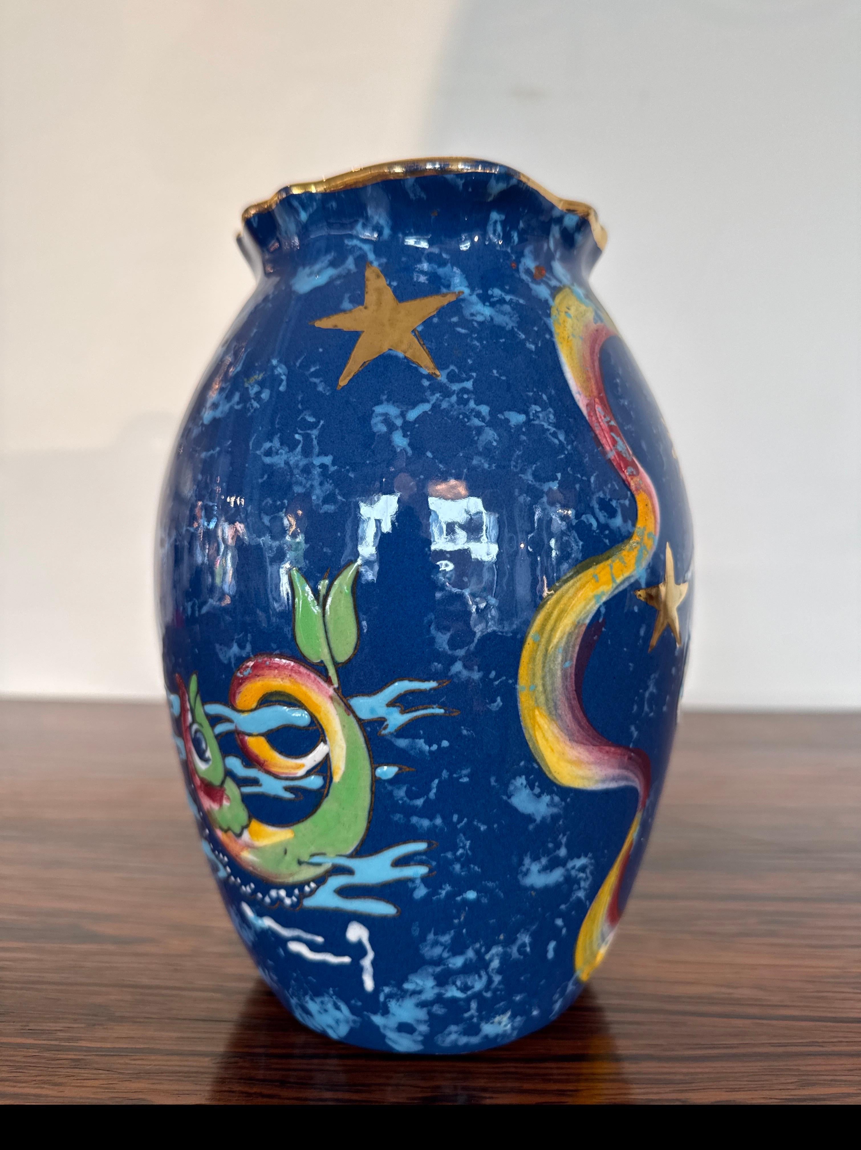 Céramique Raymond Chevalier pour Boch Frères Vase avec décor de sirène, Art Decor en vente