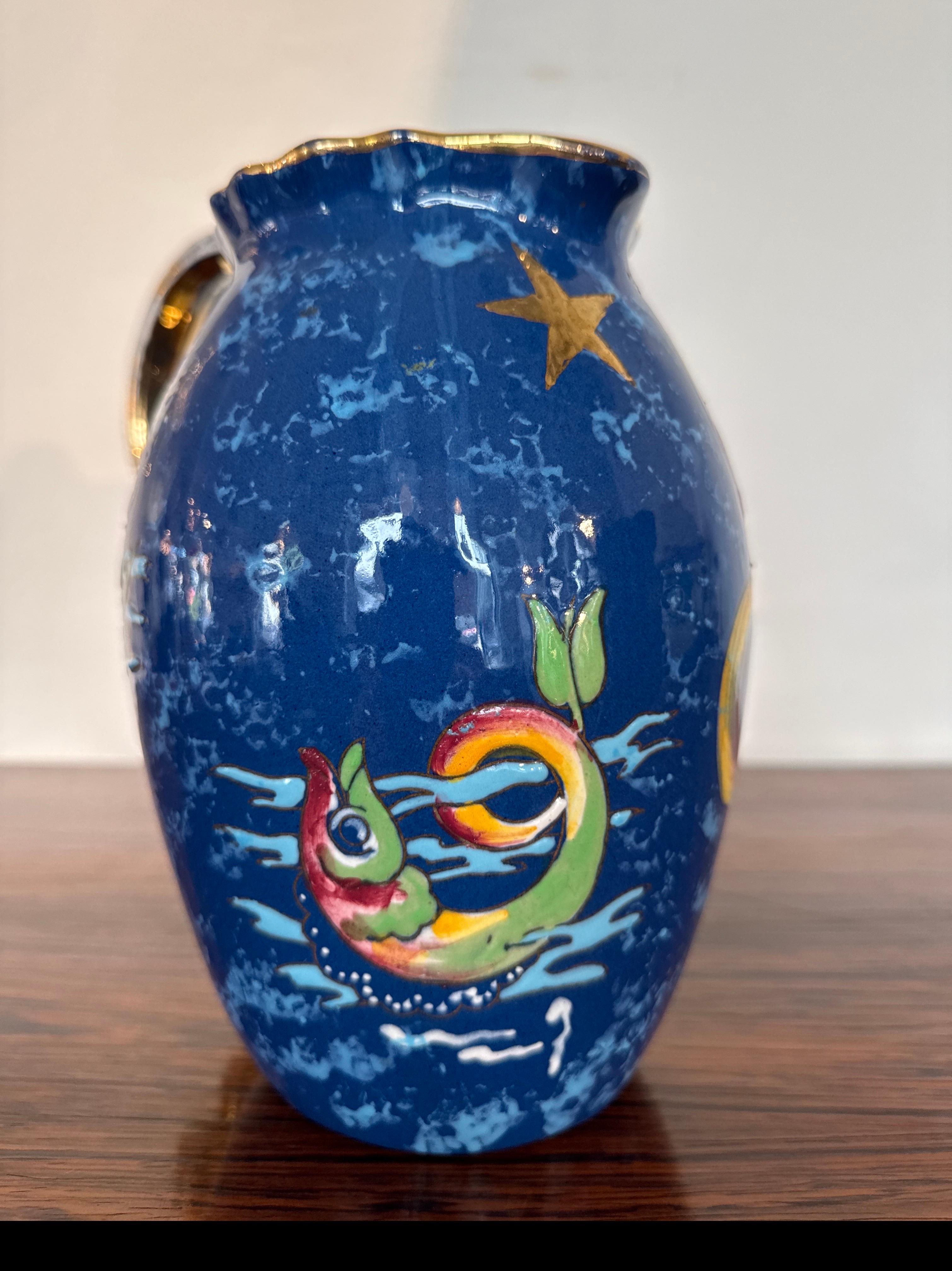 Raymond Chevalier pour Boch Frères Vase avec décor de sirène, Art Decor en vente 1