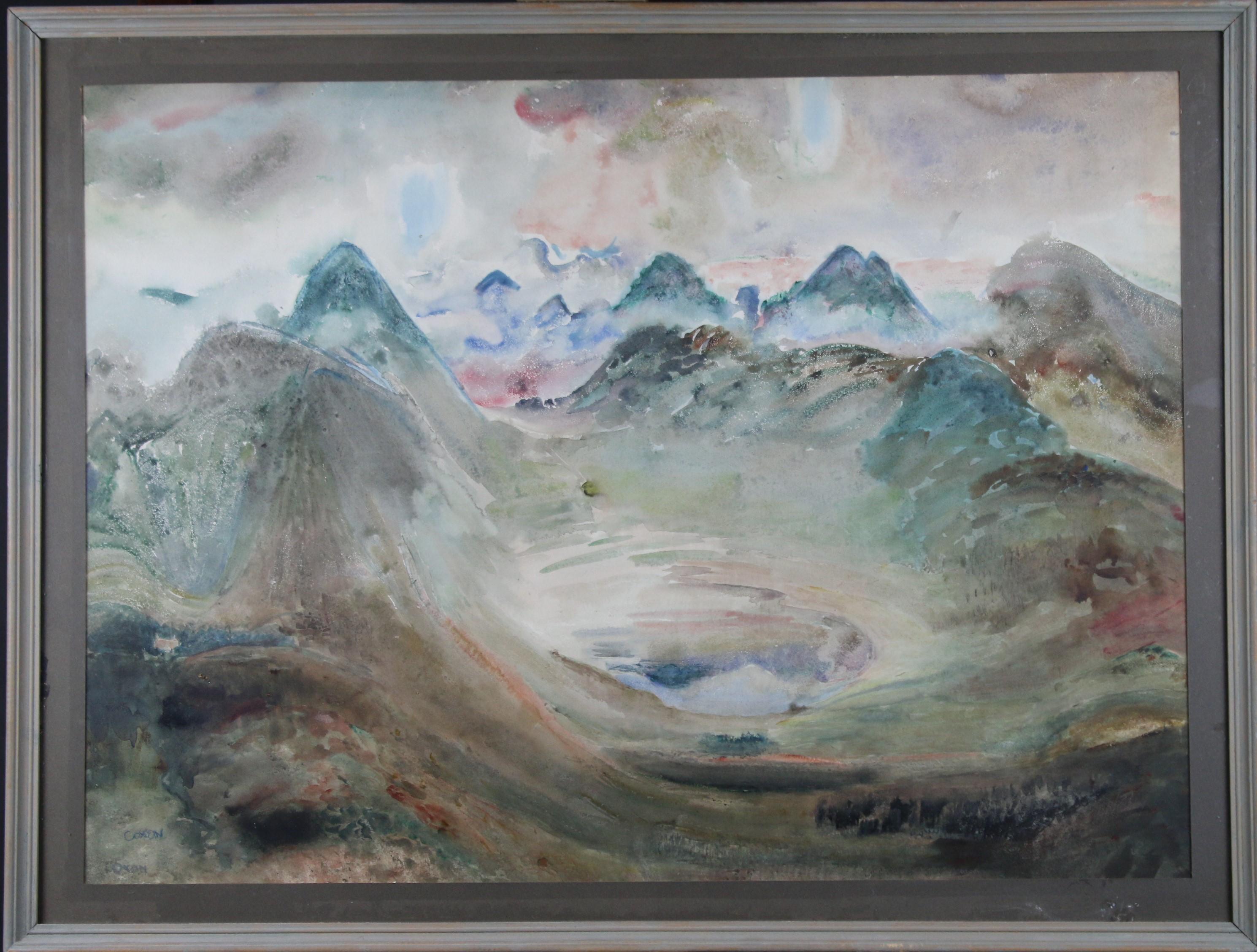 Raymond Coxon Landscape Painting - Surreal Mountainous Landscape of the Pyrenees