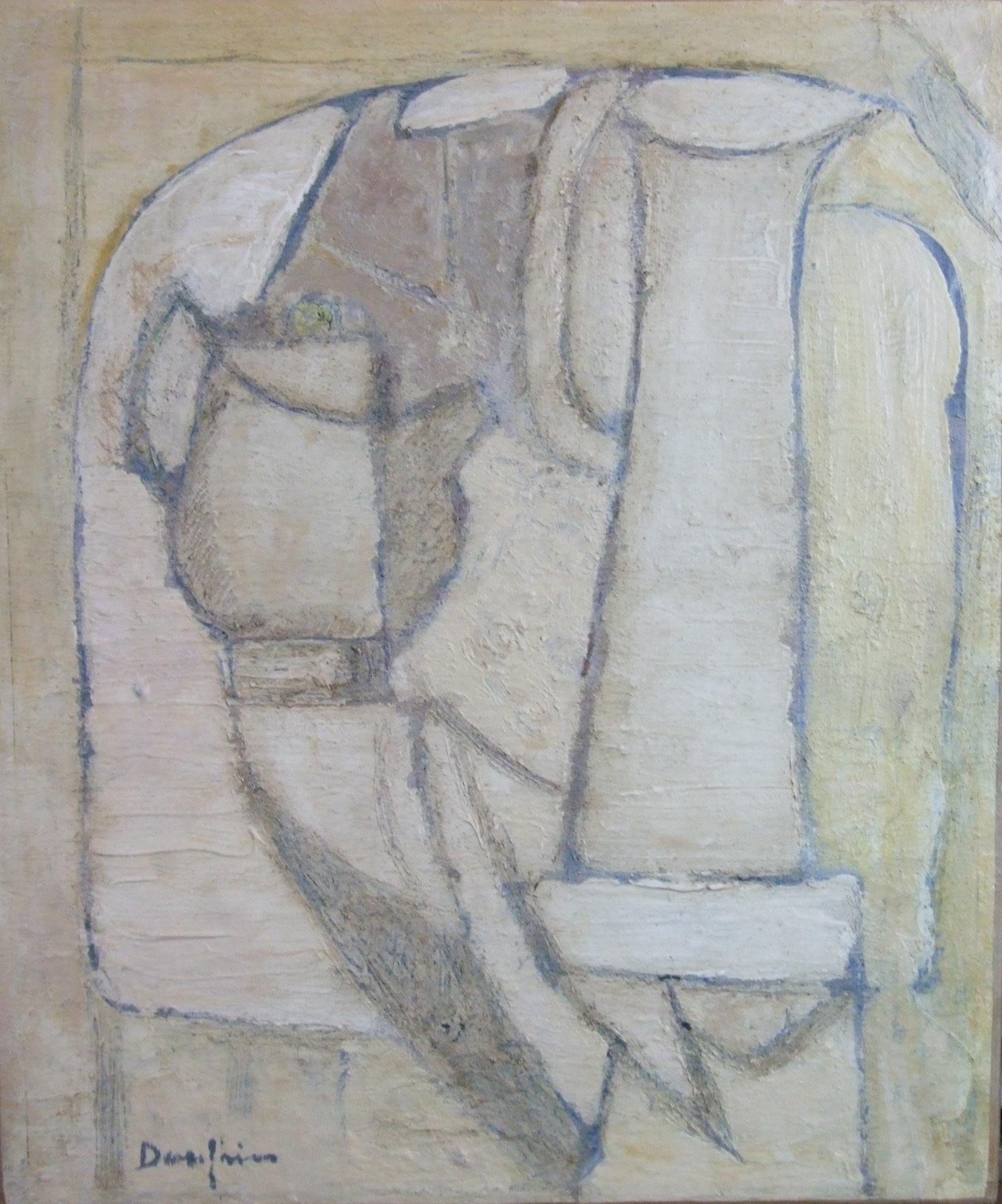 Raymond Dauphin Still-Life Painting - Nature morte blanche, 1940 - oil paint, 47x40 cm.