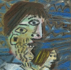 A la plage, Oil painting, Contemporary, French Artist Late 20th Century