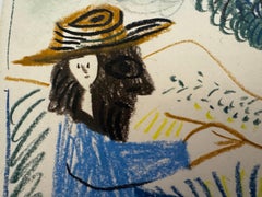 Artist at Work Mixed Media Portrait, 1969, Cubist Style, 8x5