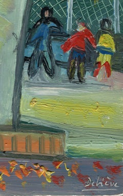 Dans la cour, Oil painting, Contemporary, French Artist Late 20th Century