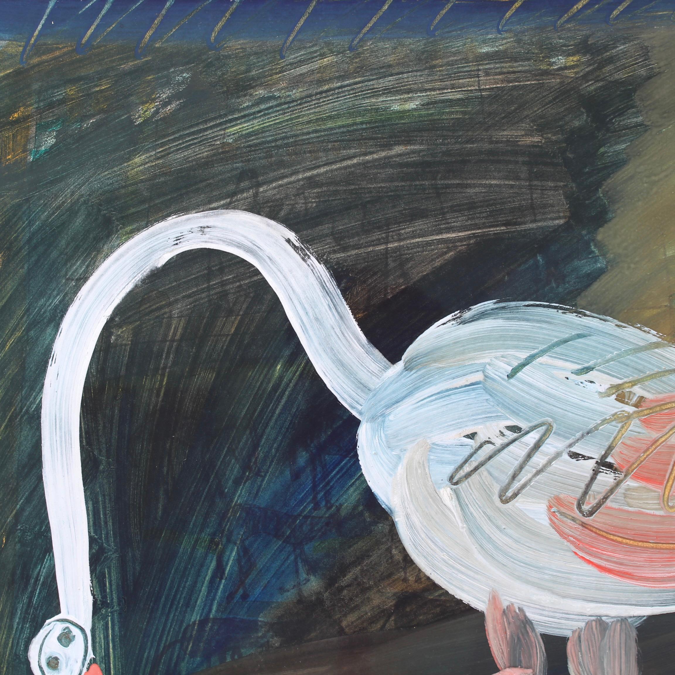 Flamingo in the Camargue - Black Animal Art by Raymond Debieve