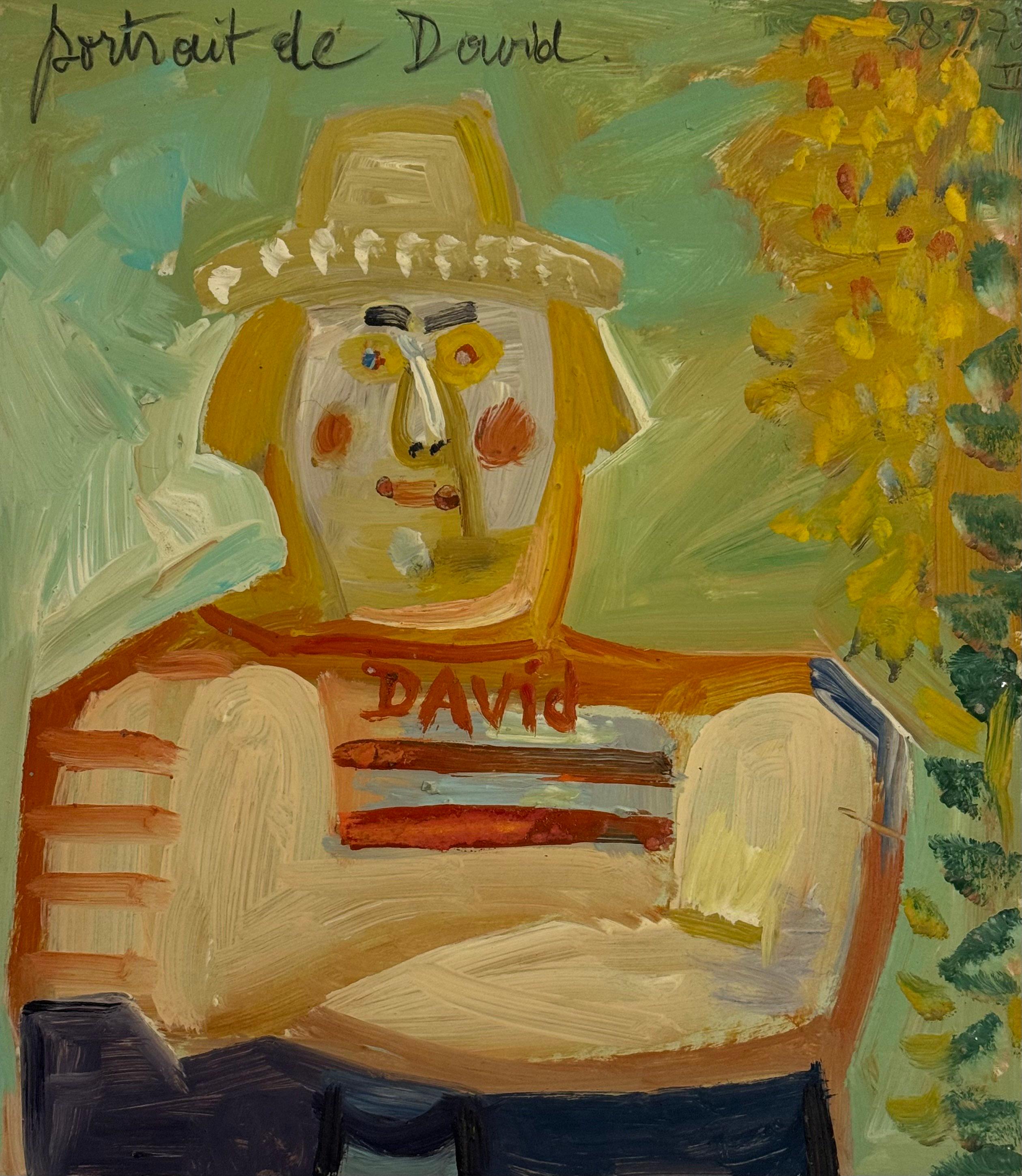 Raymond Debieve Figurative Painting - French Figurative Oil Portrait Painting, David, Mid Century Art