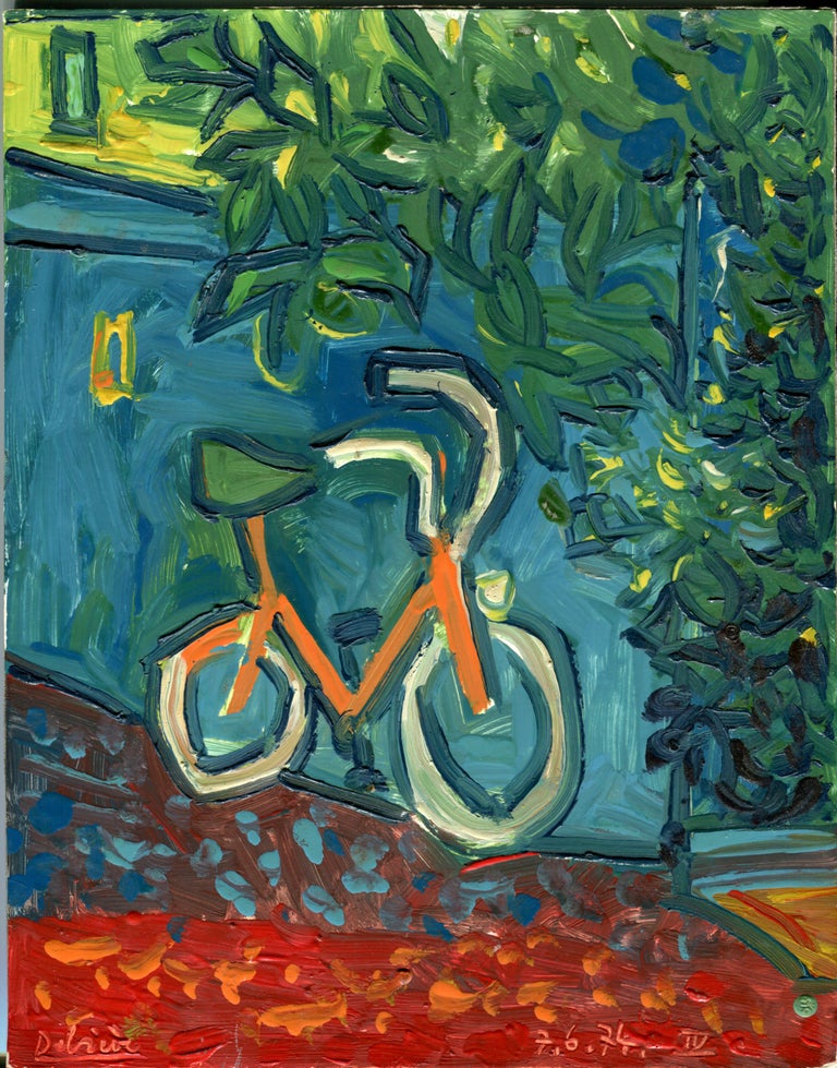 Raymond Debieve Le Velo Orange Oil Painting Contemporary