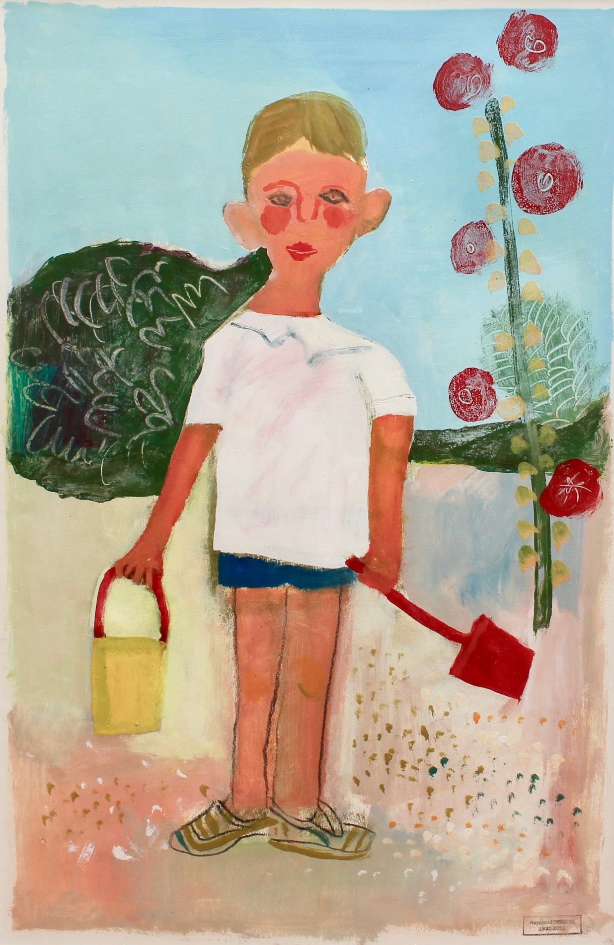 Raymond Debieve Portrait Painting - Portrait of Boy with Pail and Shovel