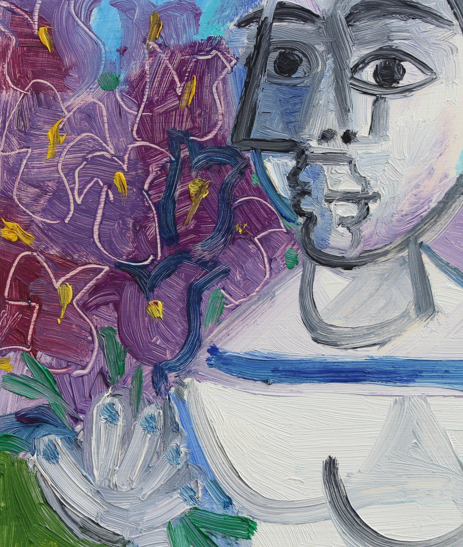 Portrait of Woman with Irises For Sale 5