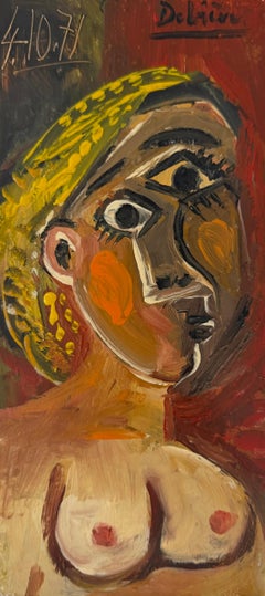Raymond Debieve, French Modernist Female Portrait Oil Painting, Josephine