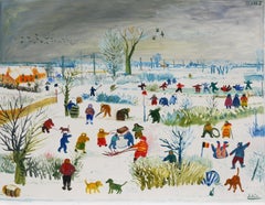 Winter, unique piece, oil paint on paper