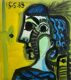 Yellow by Raymond Debiève, Small Framed Post-Cubist Oil on Board Painting