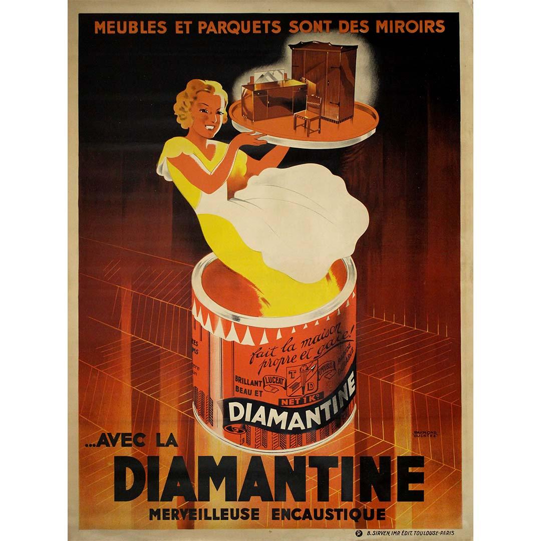 Affiche Art Déco des années 1930 - Diamantine marvelous wax polish
