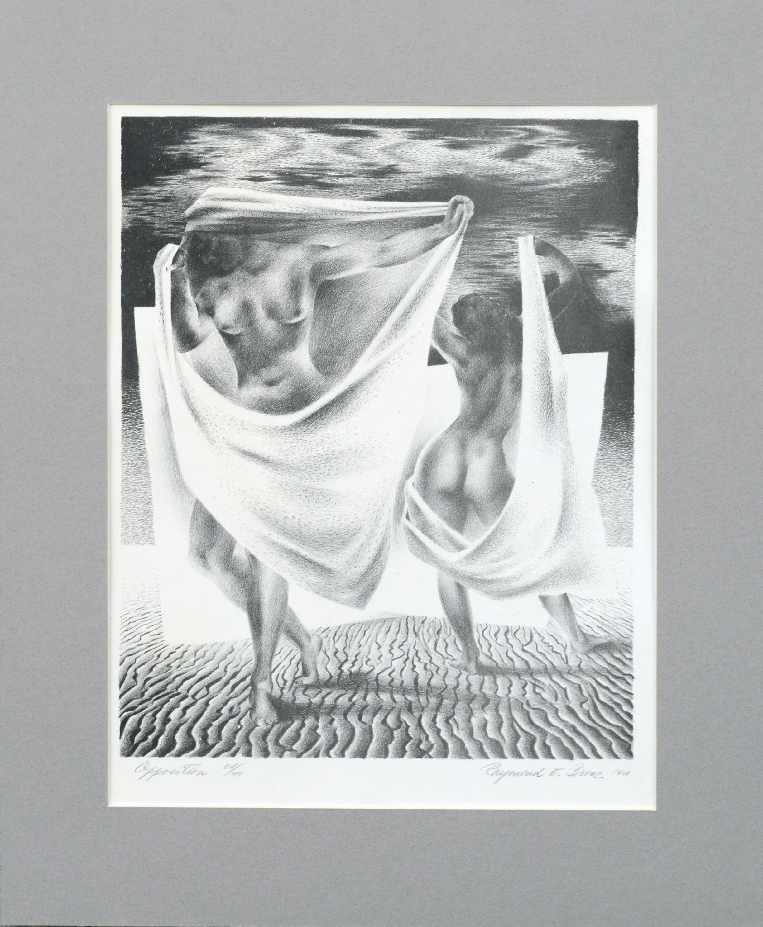 Raymond Edwin Brose Nude Print - "Opposition" Lithograph