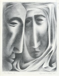 "Two Masks" Lithograph