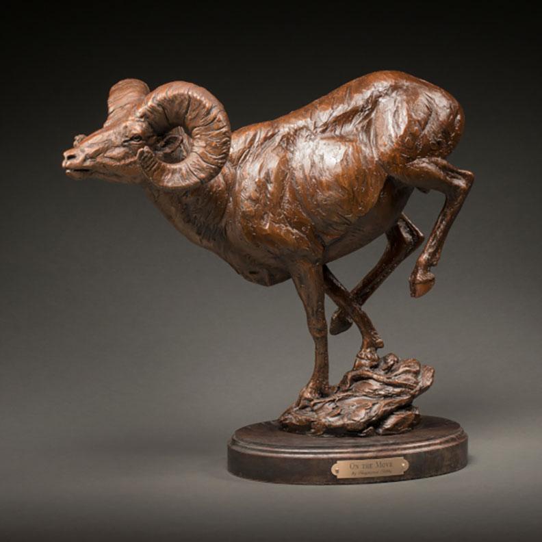 Raymond Gibby Figurative Sculpture - On the Move (Maquette)