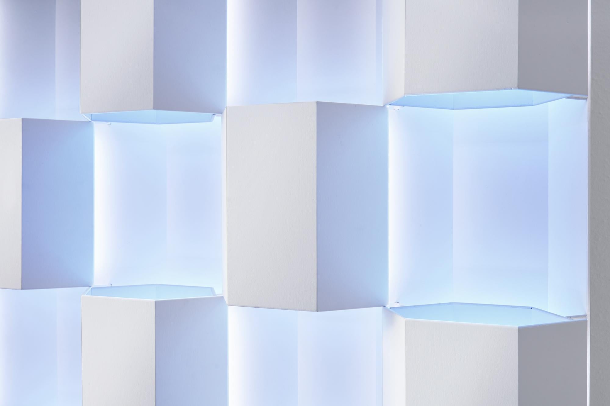 Thirteen - immersive infinite perceptual ambient color light wall sculpture For Sale 13