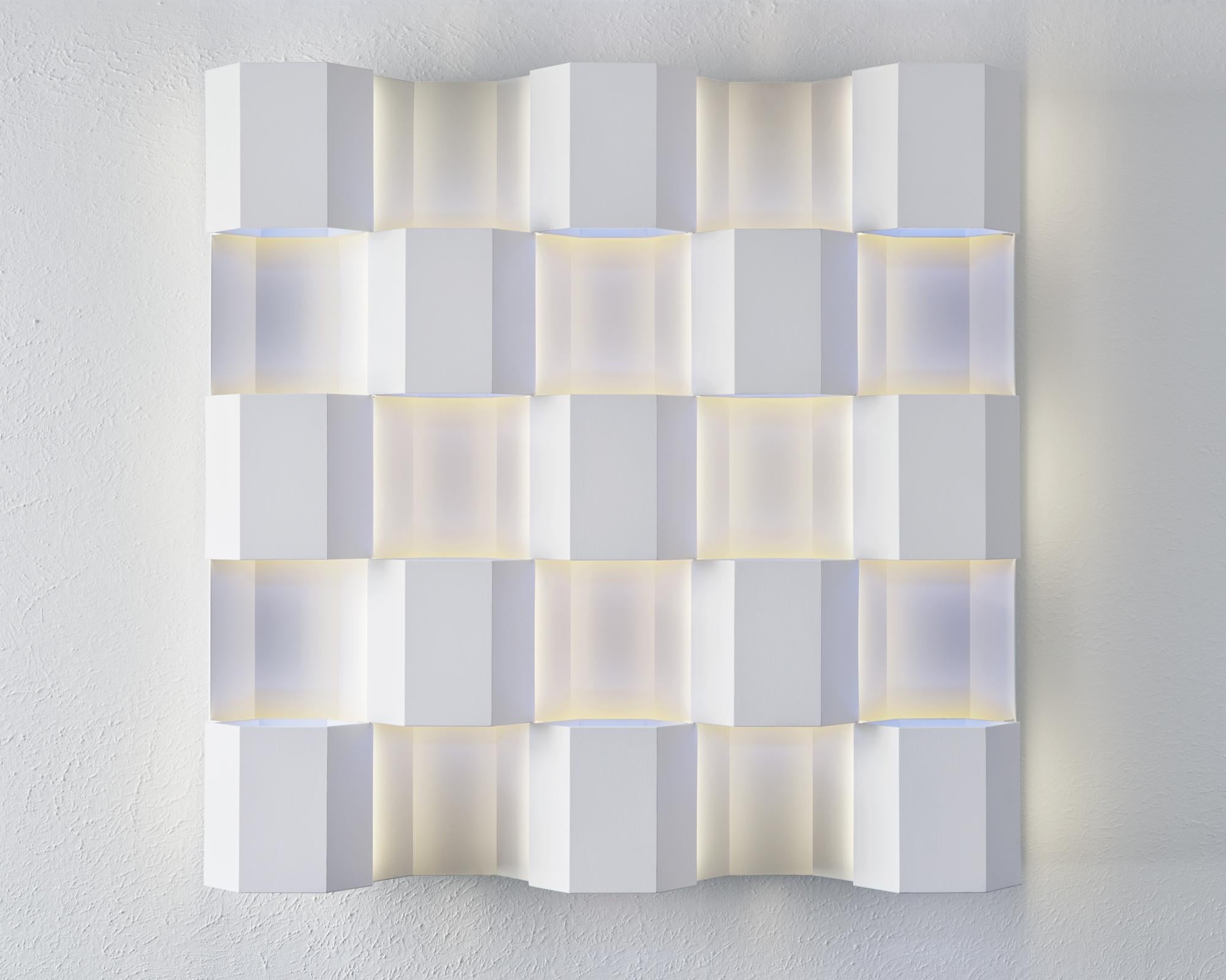 Thirteen - immersive infinite perceptual ambient color light wall sculpture - Contemporary Mixed Media Art by Raymond Graber