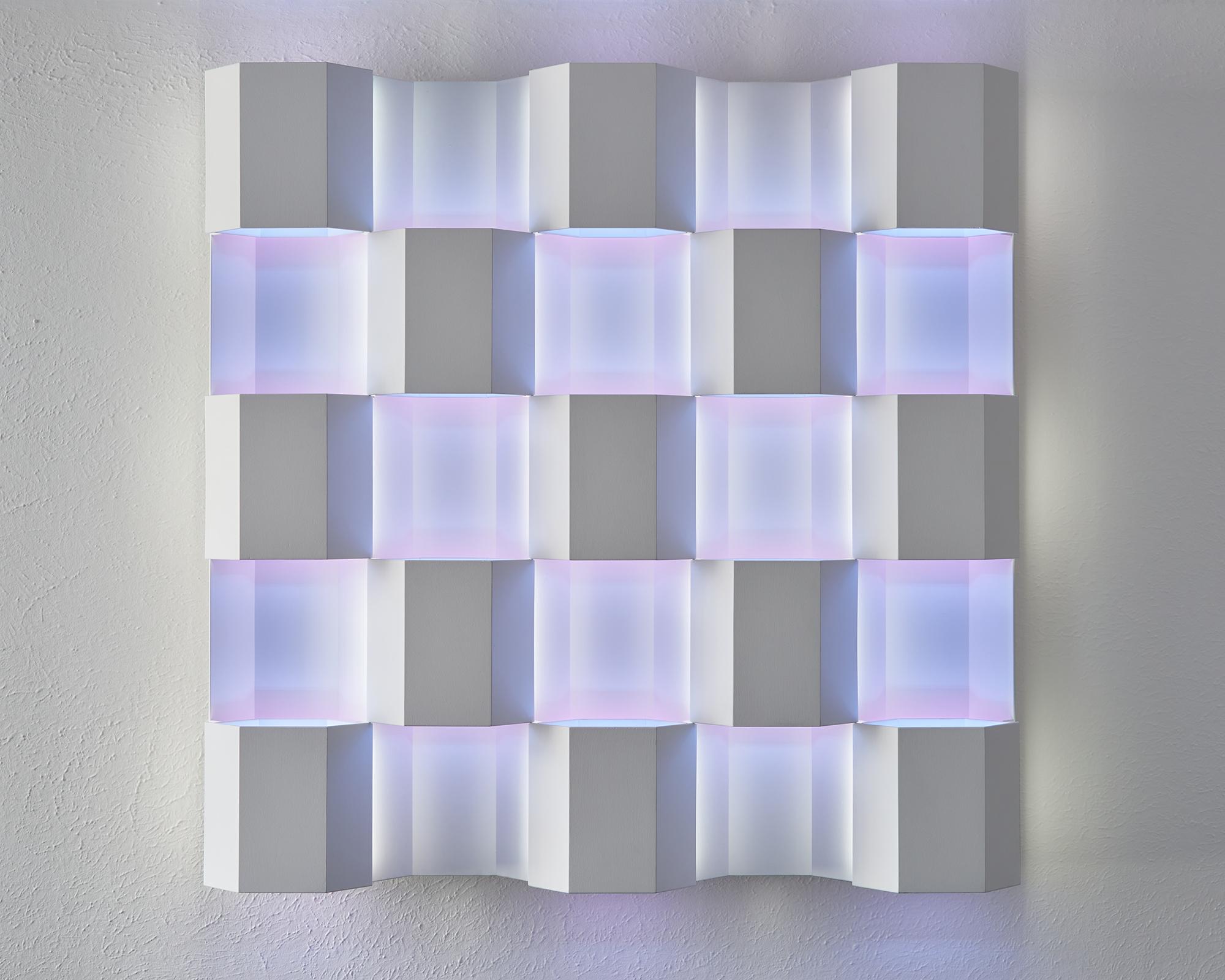 Thirteen - immersive infinite perceptual ambient color light wall sculpture