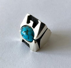 Raymond Graves Sterling Silver Turquoise Thunderbird Ring