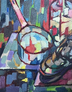 20th Century French Cubist Abstract Still Life Objects Painting