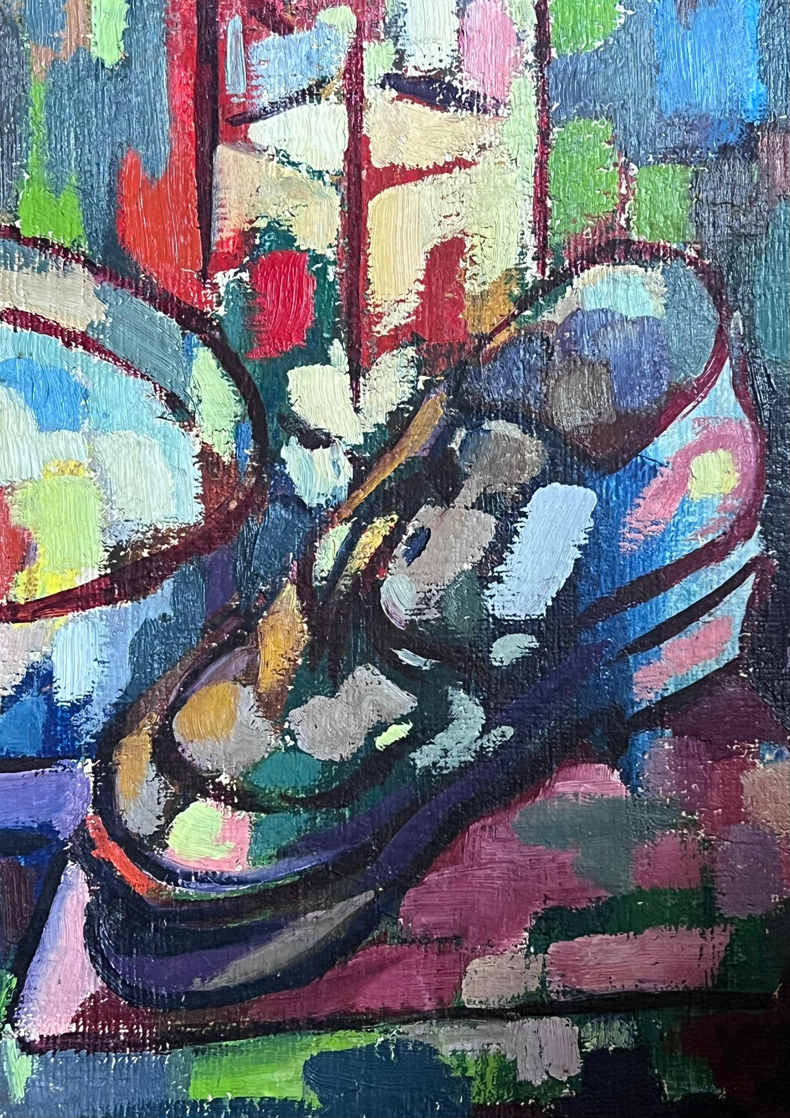 20th Century French Cubist Abstract Still Life Objects Painting For Sale 1