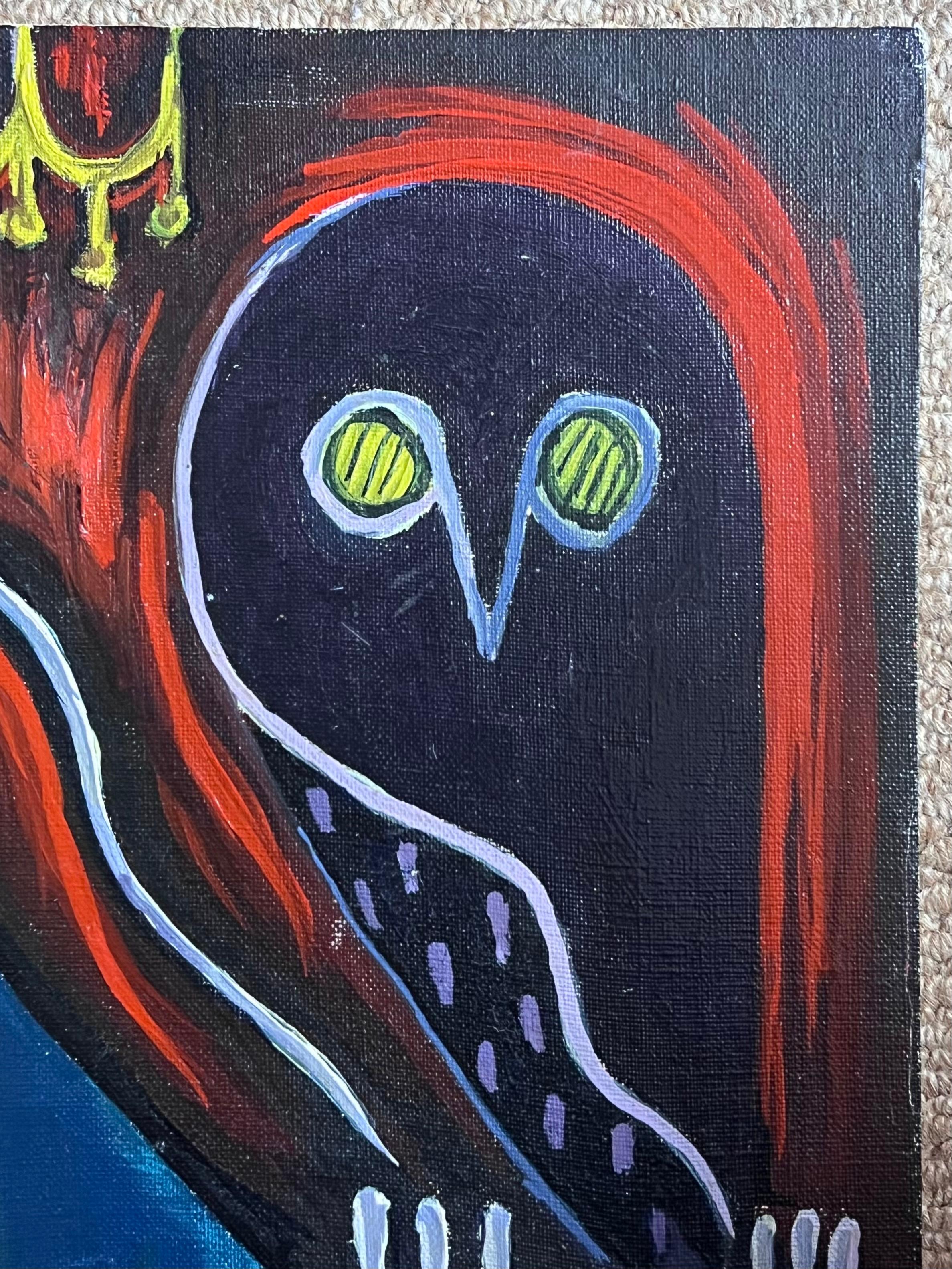 20th Century French Modernist Abstract Painting Figurative Work Skeletal Head For Sale 1