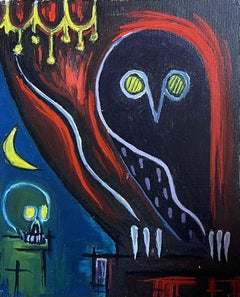 20th Century French Modernist Abstract Painting Figurative Work Skeletal Head
