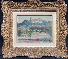 French Post Impressionist Signed Oil Mid Century Provencal Landscape & Village