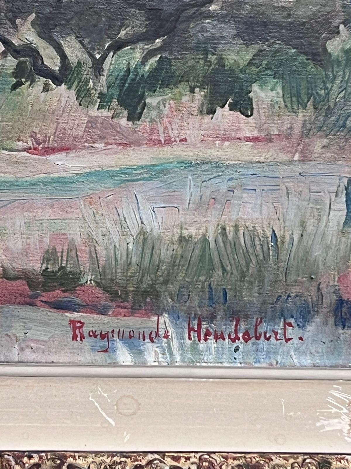 Huile post-impressionniste française signée Mid Century Provencal Landscape & Village en vente 2