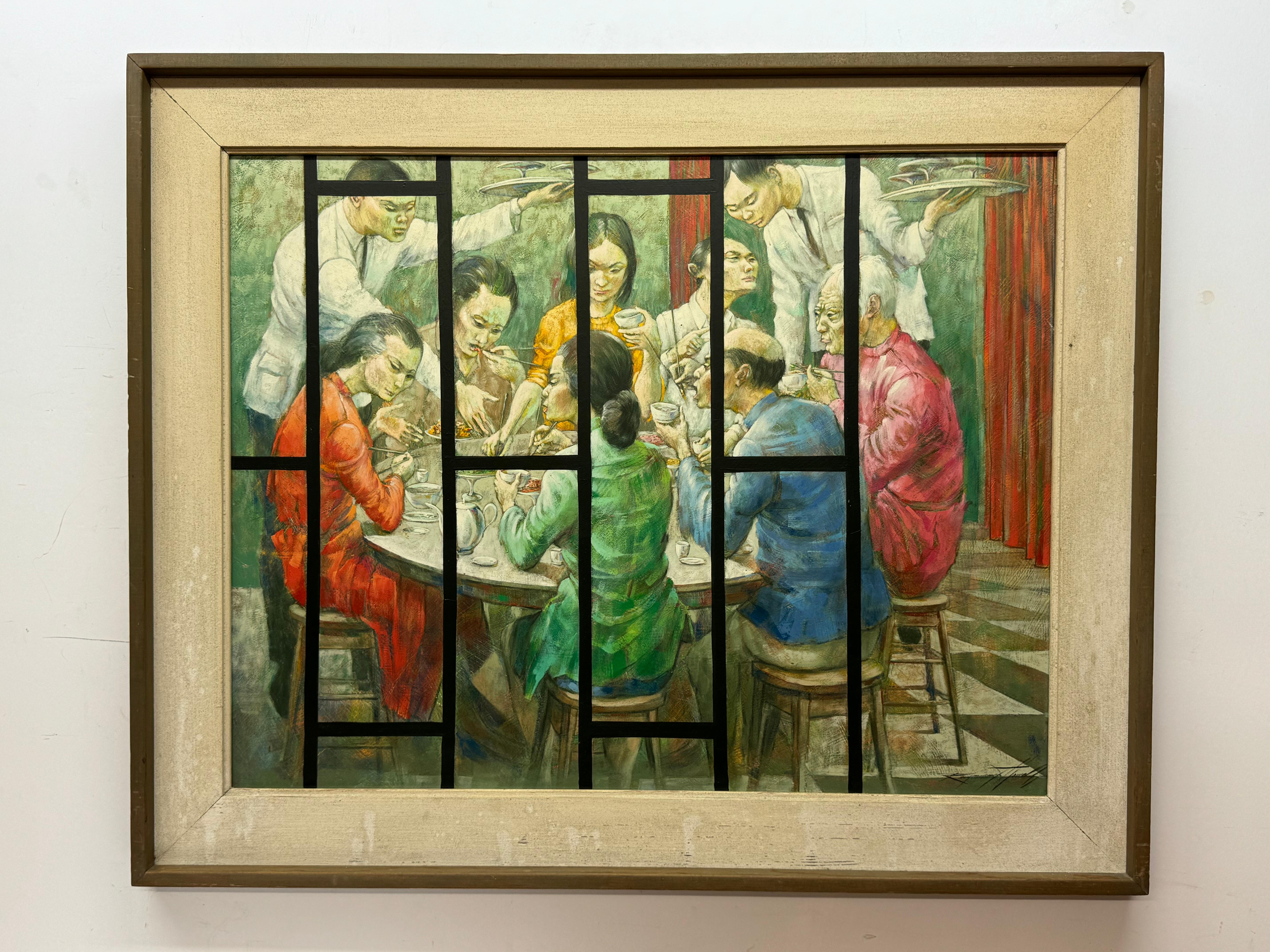 Raymond Howell, Chinese Dim Sum Feast, 1979

Oil on masonite

28" x 36" unframed, 35.5" x 43. 75" framed

Biography from Raymond Howell website:

Raymond Howell’s paintings are based in realism, with influences of surrealism, impressionism, and