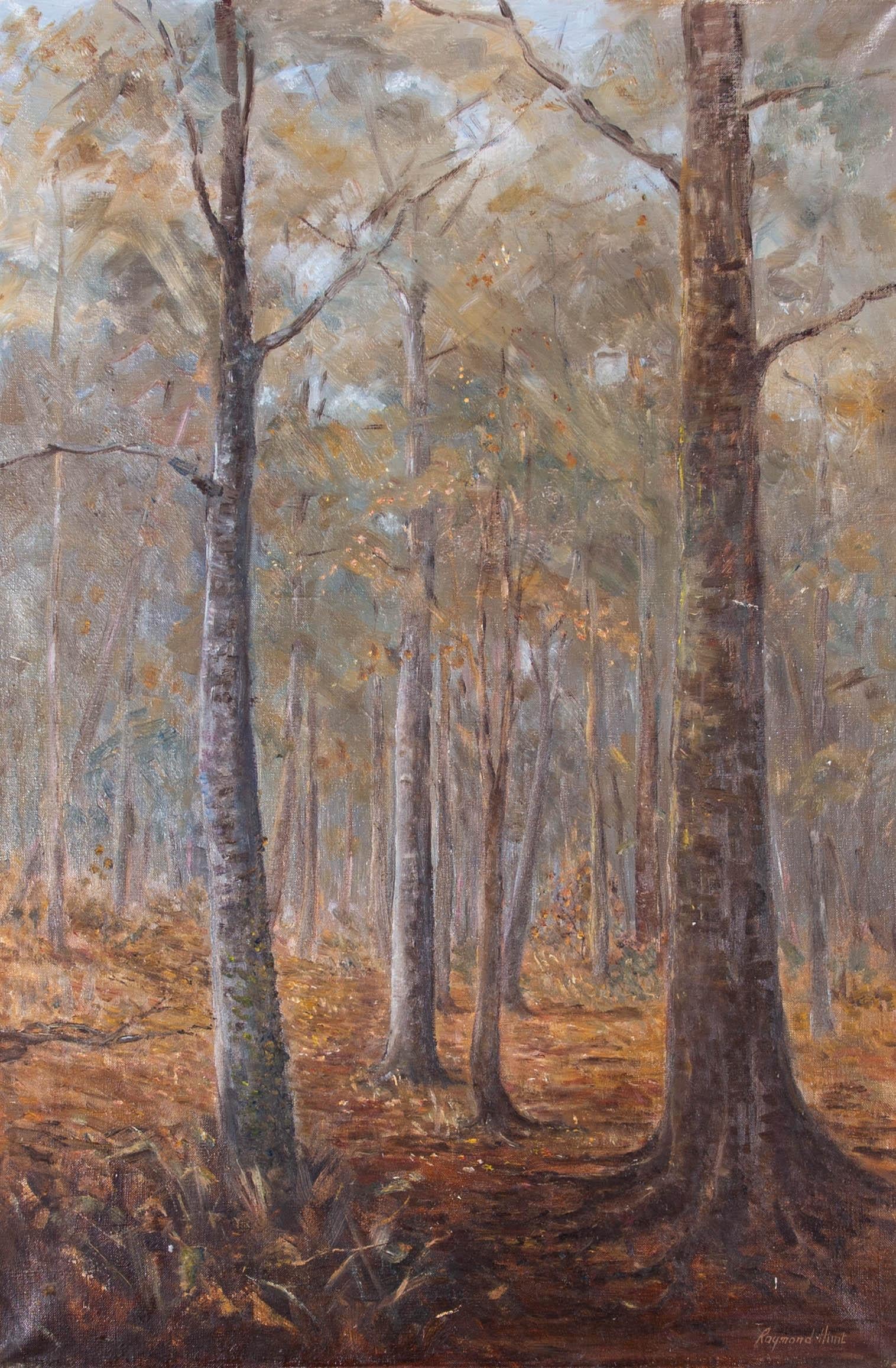 Raymond Hunt - 20th Century Oil, Autumn Woodland For Sale 2