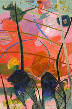 Country Meadow, abstraktes Ölgemälde des 20. Jahrhunderts