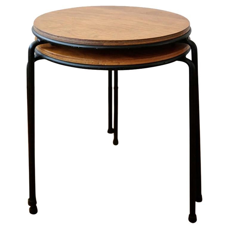 Raymond Jean Iron and Walnut Tables, 1950s