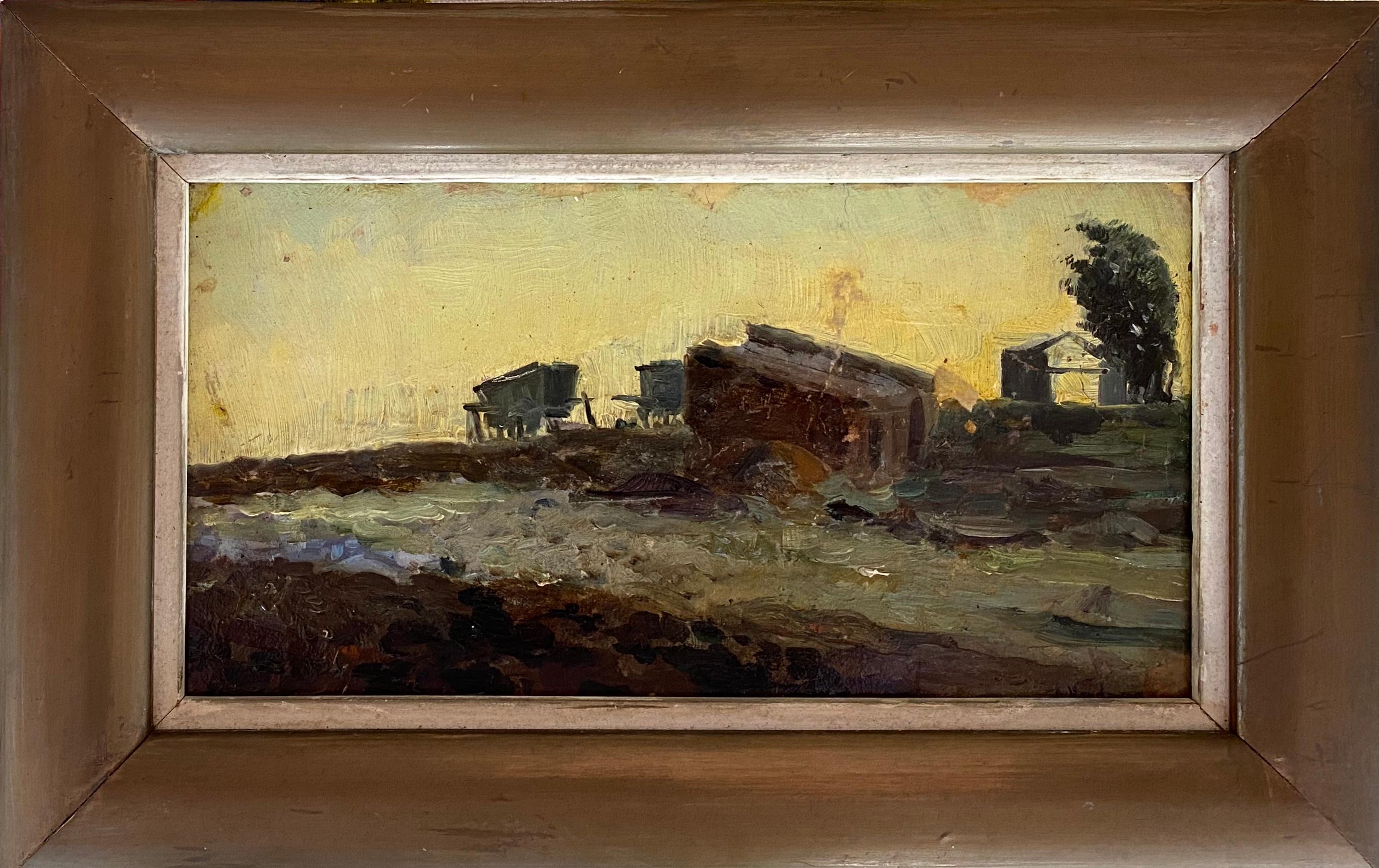 Raymond Jean Verdun Landscape Painting - “French Countryside at Dusk”