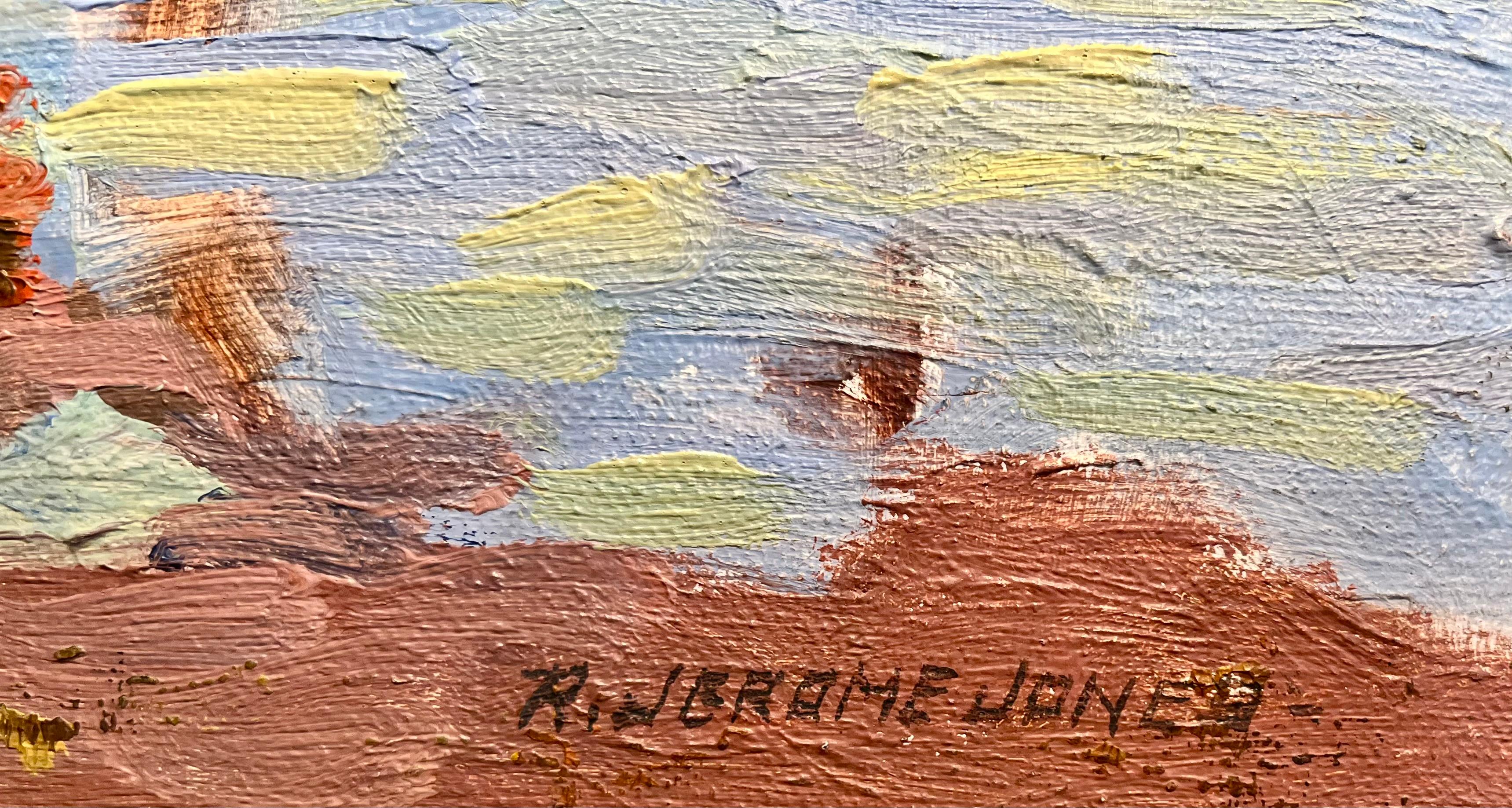 Luminoso dipinto impressionista di Marin con barche intitolato 