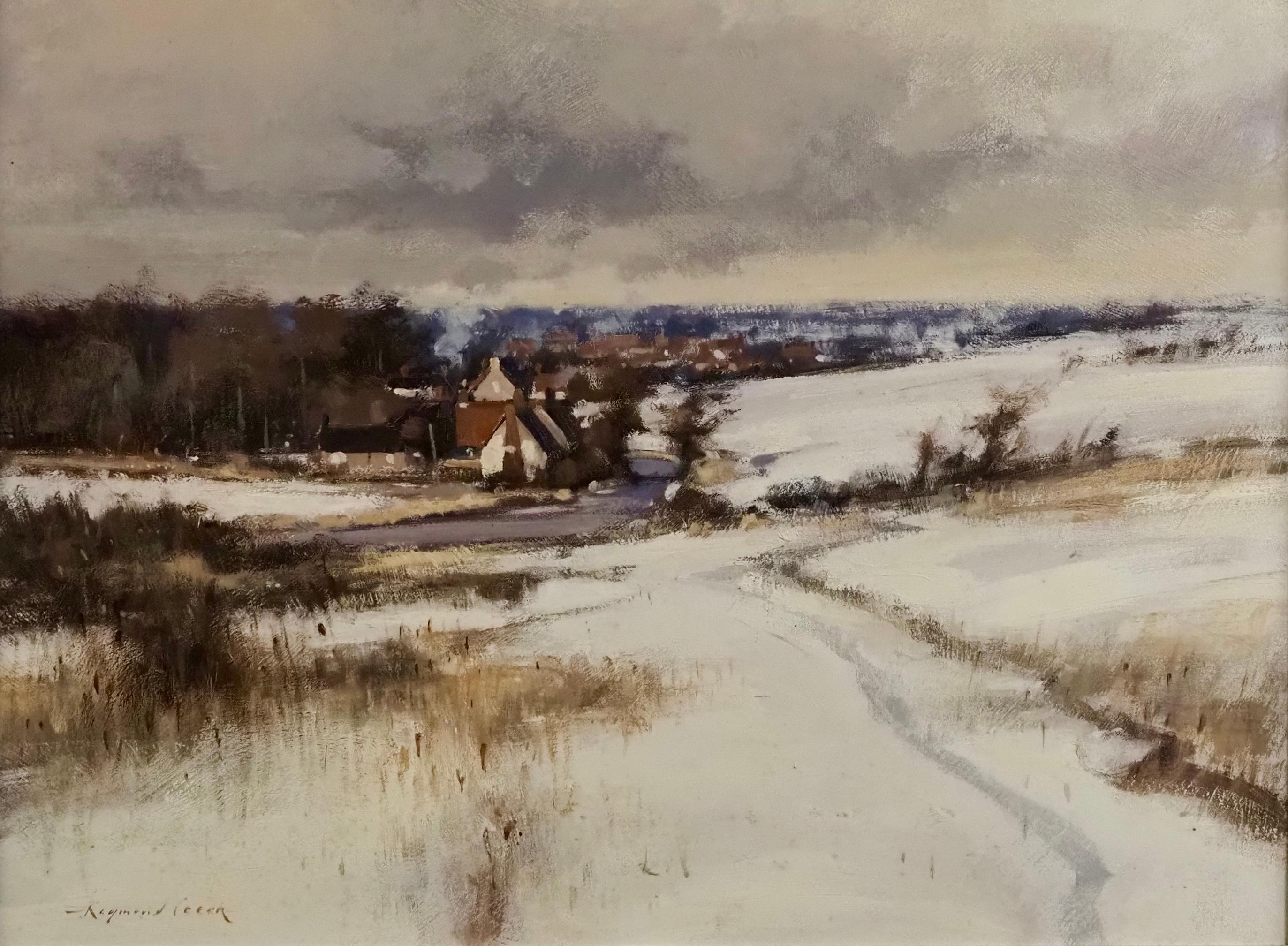 A snowy winter landscape - Painting by Raymond Leech