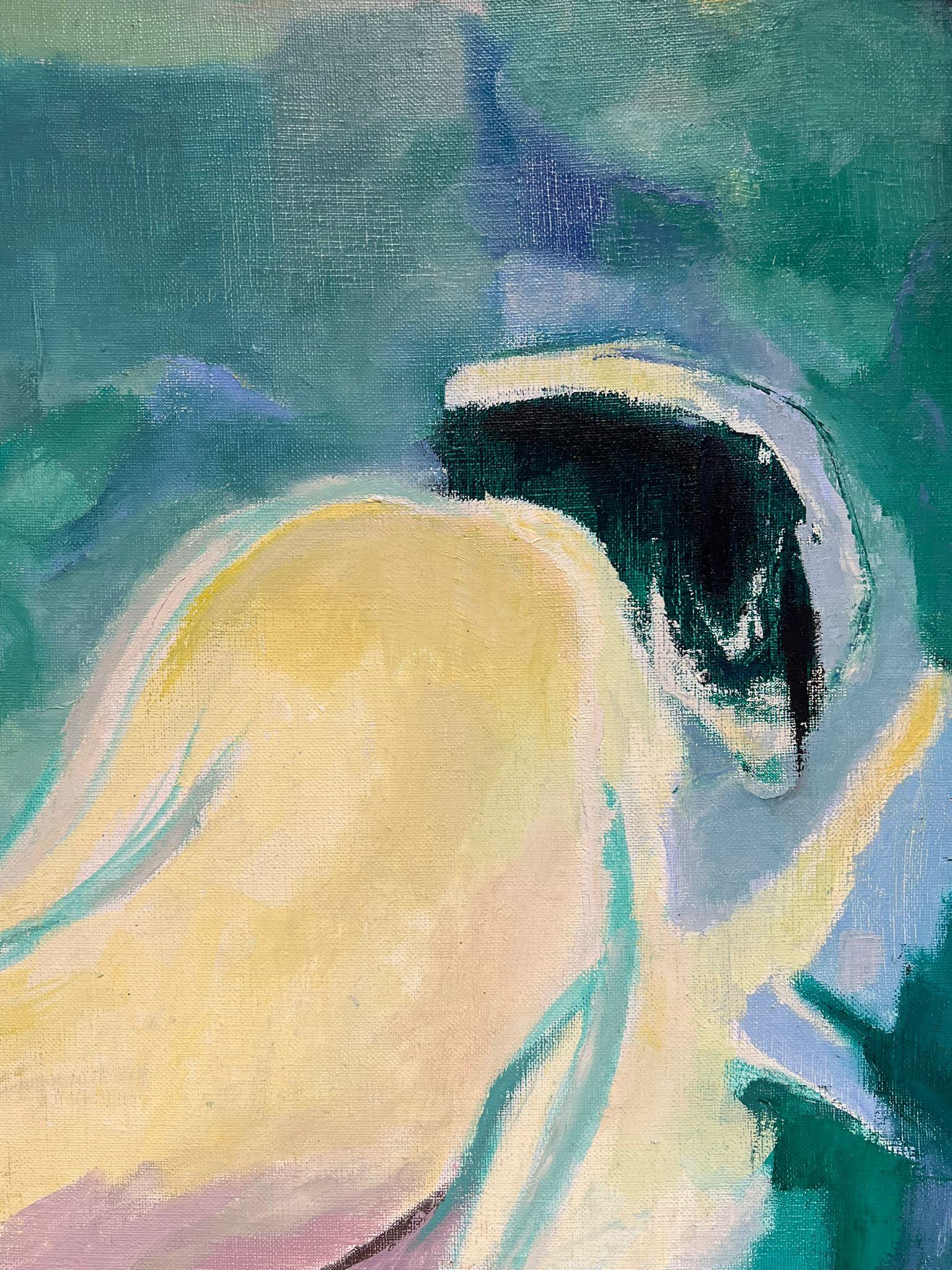 Pittura ad olio figurativa astratta modernista francese del 1980 con nudo sdraiato - Painting Postimpressionismo di Raymond Letellier 