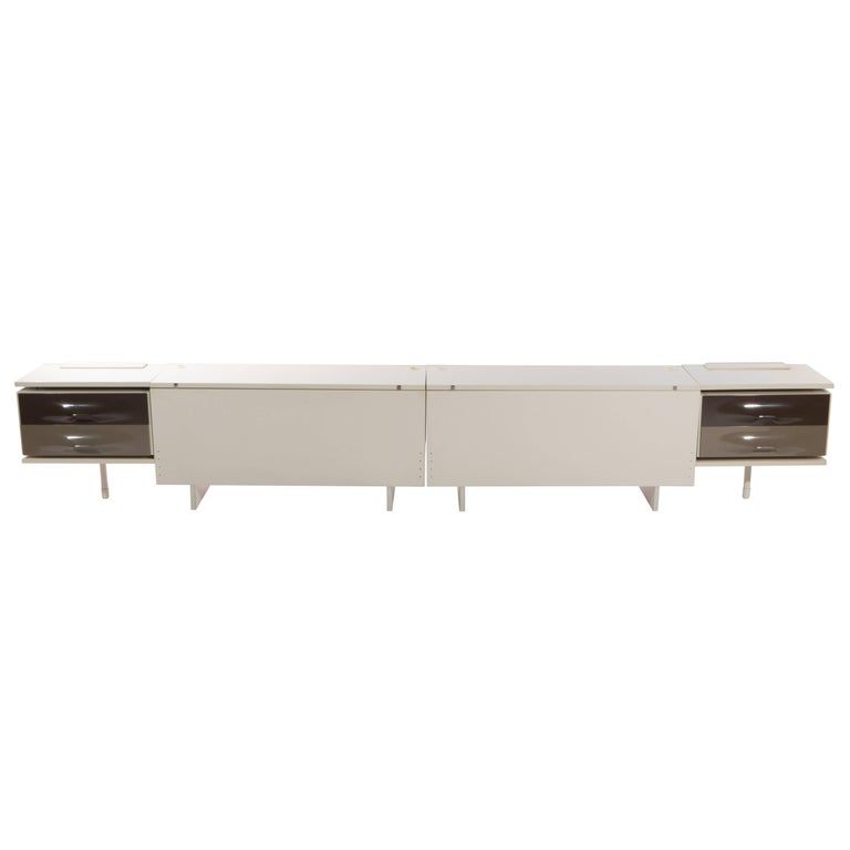 Raymond Loewy DF-2000 King Headboard with Built-In ... Mount at any height with the hanging rail system.